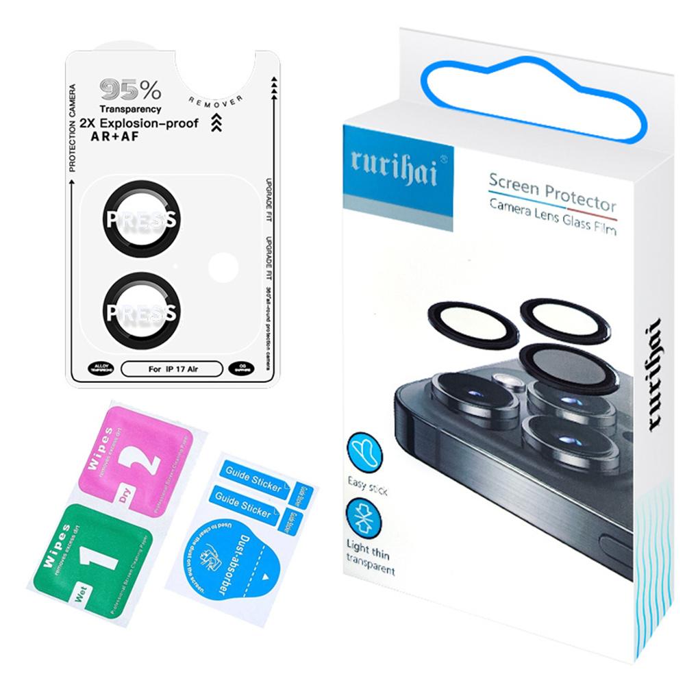 For iPhone 17 Camera Lens Protector Tempered Glass Metal Ring Lens Film