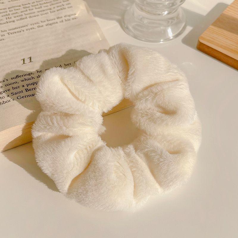 Milk Coffee Plush Hair Ring - Simple Elastic Band for Autumn/Winter