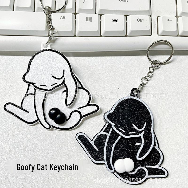Creative Rotatable Cat Play Egg Keychain Pendant Prank Toy for Bags and Backpacks
