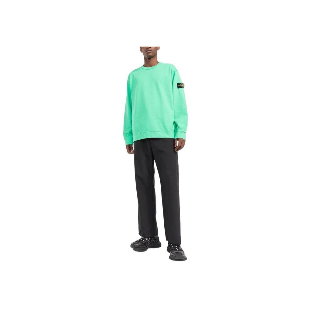 STONE ISLAND Moletom Casual Manga Longa Gola Polo Patch com Logo Cor Sólida FW22 Masculino sweatshirt Verde Brilhante 771563750-V0052