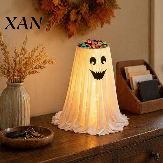 Creative Holiday Table Centerpiece Halloween Ghost Candy Bowl Stand with Remote Control, Large LED Lighted Event Tableware Cute Holder for Front Door