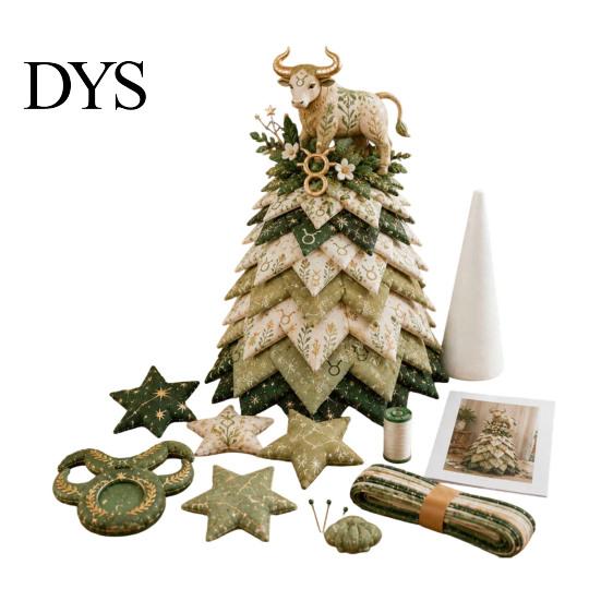 Handmade Gift for Special Occasions DIY Quilted Zodiac Tree Kit, Fabric Patchwork Sewing Constellation Ornament Kit Signs Craft Adults, Desktop
