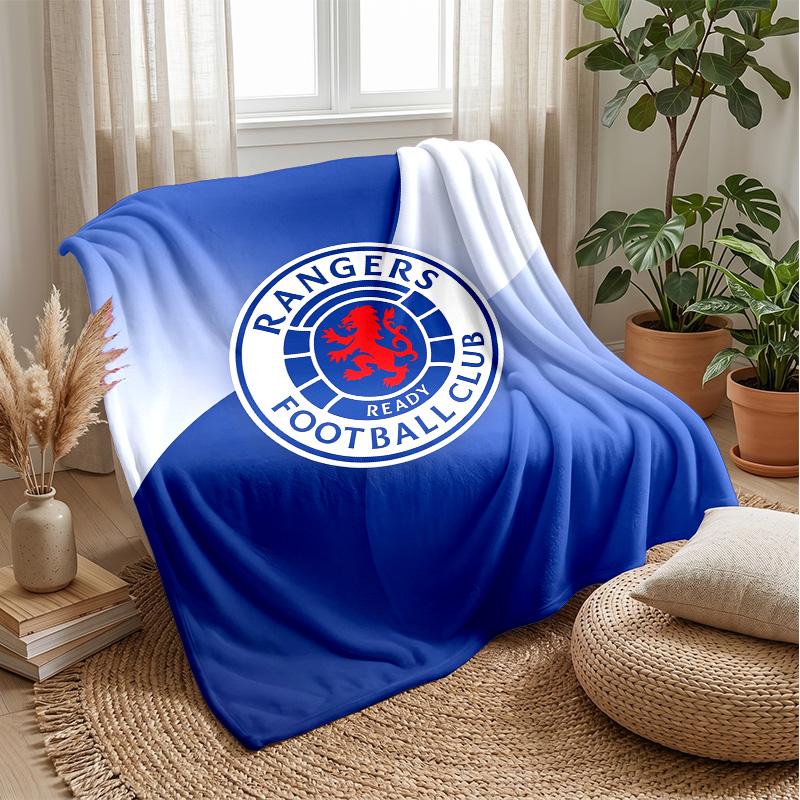 Rangers FC Weiche Flanell-Fleece-Decke Leicht Gemütlich Warm Überwurfdecke für Sofa Bett Heimdekoration