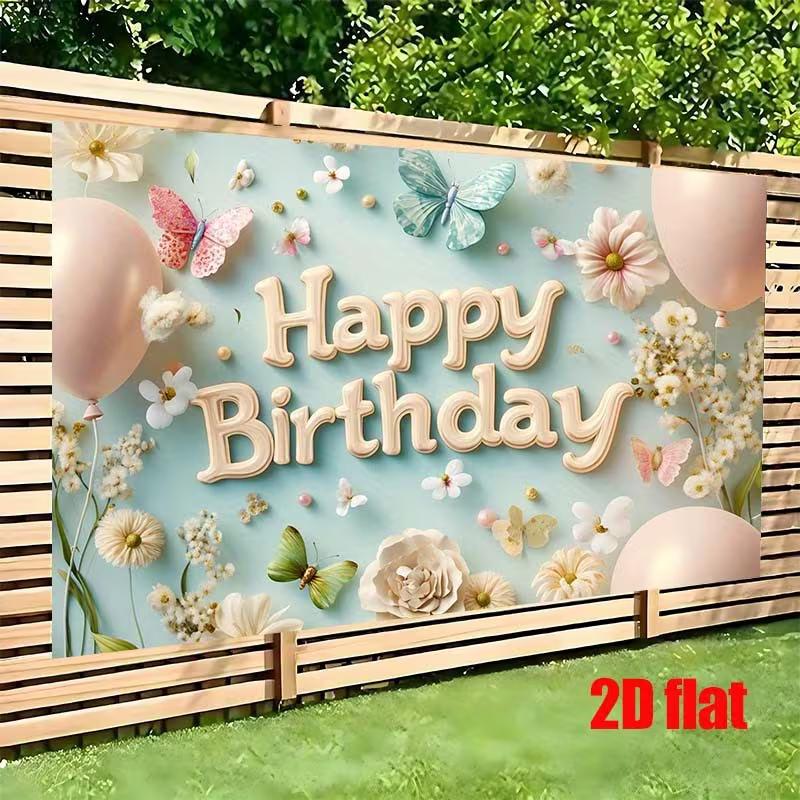 2D Birthday Banner, Flowers & Butterflies Party & Live Background