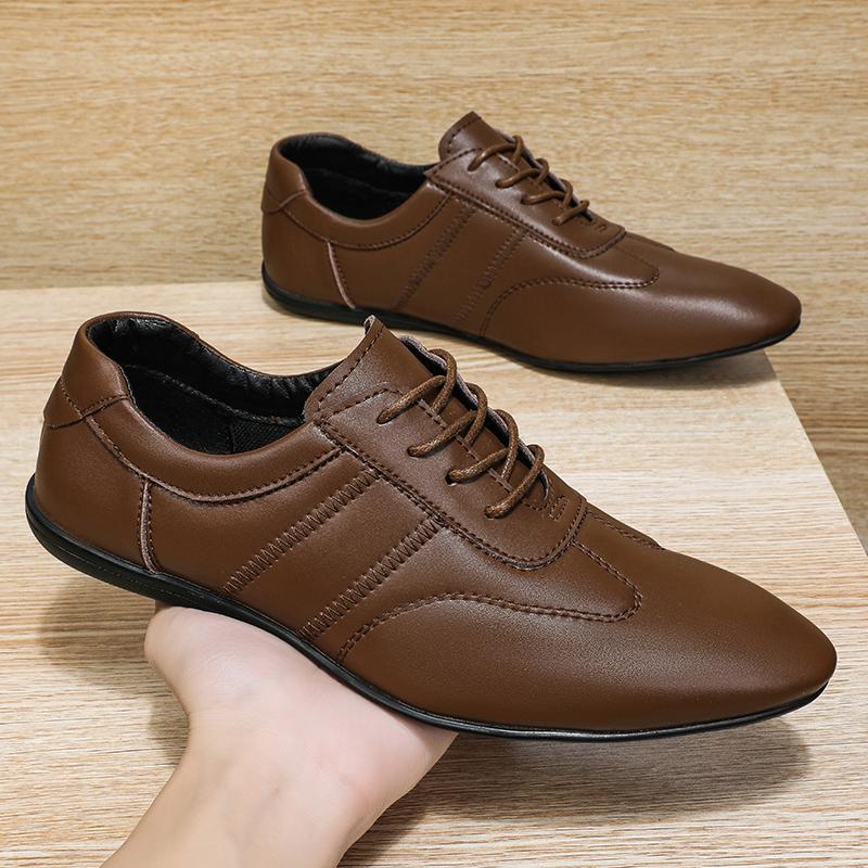 Fashion Business Office Leather Oxford Shoes Men Lace Up Adults Footwear Man Casual Shoe Classic Retro Style Daily Commute Casual Shoes