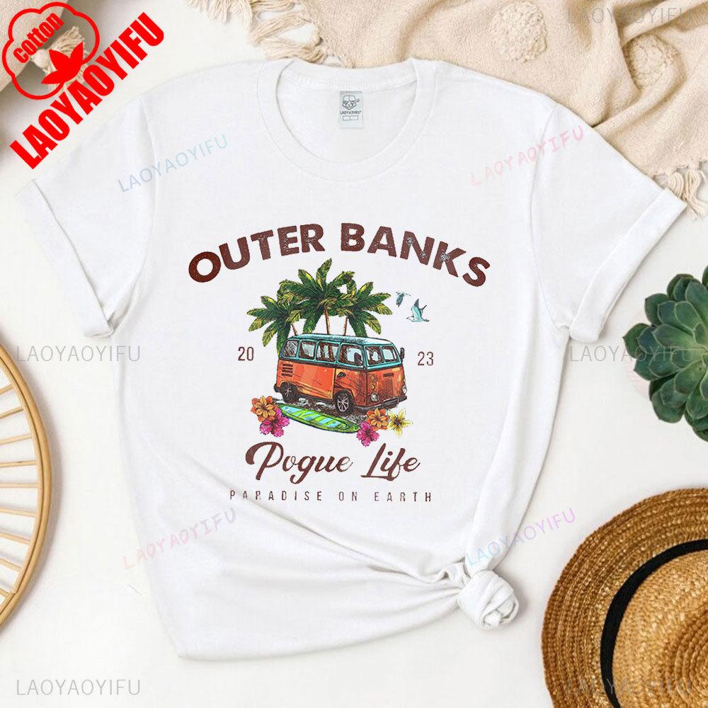 Ráj na Zemi Outer Banks Unisex Tričko Fanoušci seriálu Outer Banks Merchandise Letní dovolená Bavlněné tričko Plážové tričko Topy