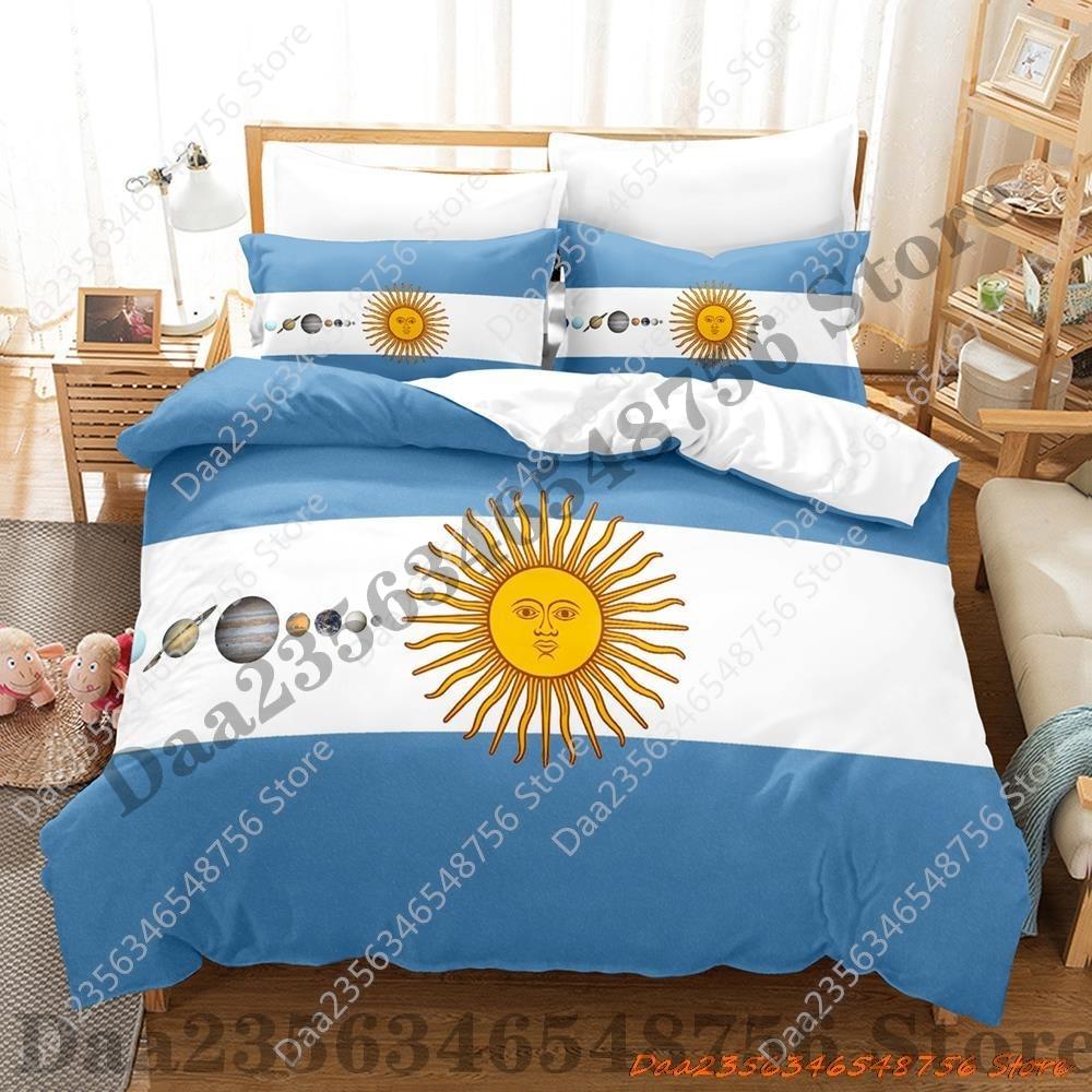 Kpop Cool Argentina Flag Bedding Set Single Twin Full Queen King Size Bed Set Adult Kid Bedroom Duvetcover Sets 3D Print Bed She