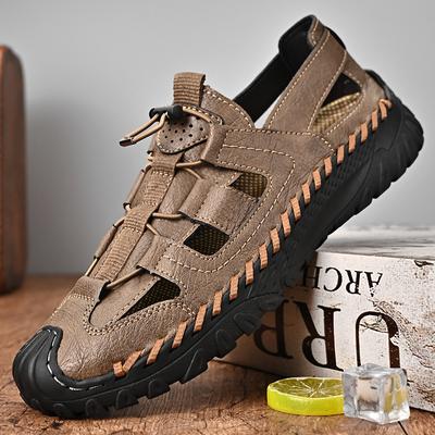 Fashion Summer Men Shoes Outdoor Sports Wrap Toe Sandals Genuine Leather Men Soft Sole Casual Male Beach Shoes Non-Slip Sandals Sneakers