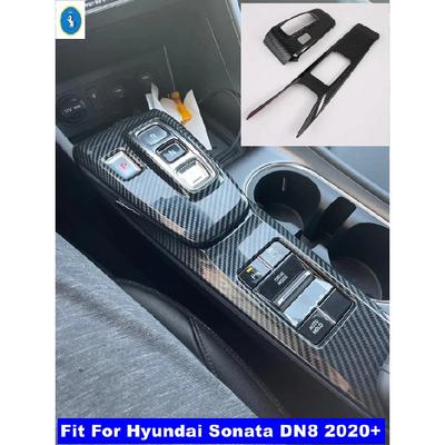 Für Hyundai Sonata DN8     Kohlefaser Auto Schaltgetriebebox Becherhalter Panel Abdeckung Zierleiste Aufkleber Zubehör