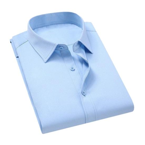 Formales Hemd für Herren, Umlegekragen, hohe Elastizität, einfarbig, einreihig, langärmelig, Business-Stil, weich, atmungsaktiv, Herrenoberteil in Übergröße