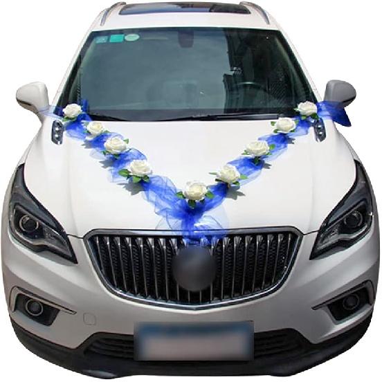 Wedding Car Front Flower Decoration Artificial Flowers Ribbon Bows Floral for Wedding Car Decoration Party Events Accessories Wedding Supplies