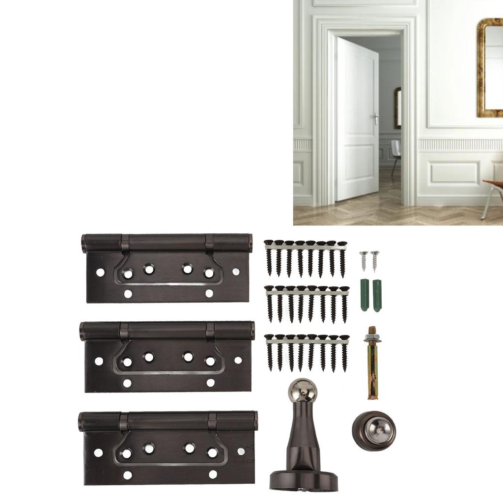 5 Inch Door Hinge Kit with Magnetic Door Stop Metal Quiet Strong Load Bearing Door Hinge for Bedroom