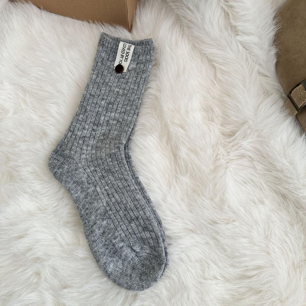 Cartoon Puppy Wool Socks Children Korean Tide Cute Medium Tube Socks Thickened Warm Cashmere Stacking Socks Stockings