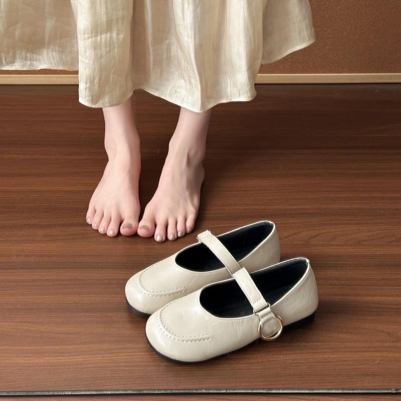 

2025 new single shoes light mouth solid color Mary Jane shoes women s autumn retro cheongsam shoes square head thick heel one pedal women s shoes 40 бежевый