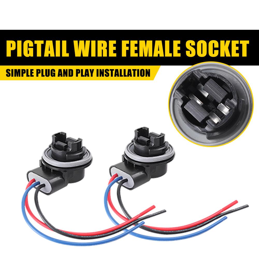 2x Wire Female Pigtail Socket 3157 Signal Brake 12v For Chevrolet Silverado 1500