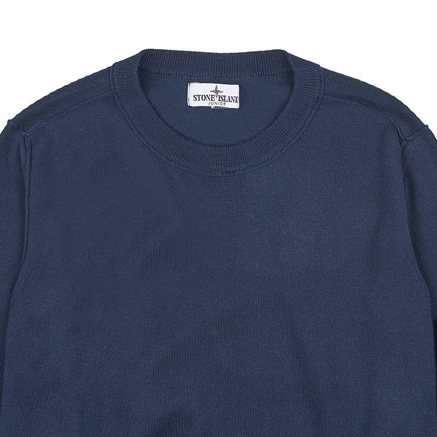 Stone Island Sweater Solid Color Crew Neck Pullover Long Sleeve Kids sweaters Blue 7816501A4-V0020