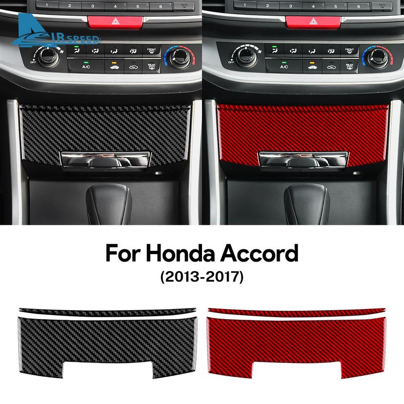 For Honda Accord 2013 2014 2015 2016 2017 Real Soft Carbon Fiber Sticker LHD Car Storage Box Panel Interior Trim Accessories