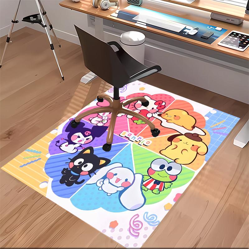 1pc Sanrio4 Print Area Rug - Soft, Washable Non-Slip Indoor Mat for Office Chairs, Living Room, Home Office Decorative Rug