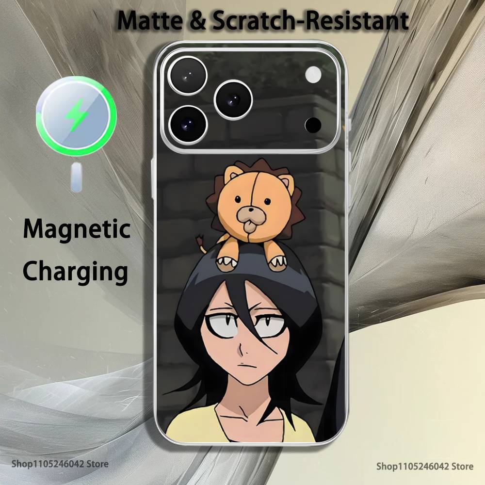 

R-Rukia Anime-E KuchikiS For iPhone 17,16,15,14,13,12,11,Pro,Max,Plus Transparent White Phone Case Magnetic Wireless Charging iPhone13PRO