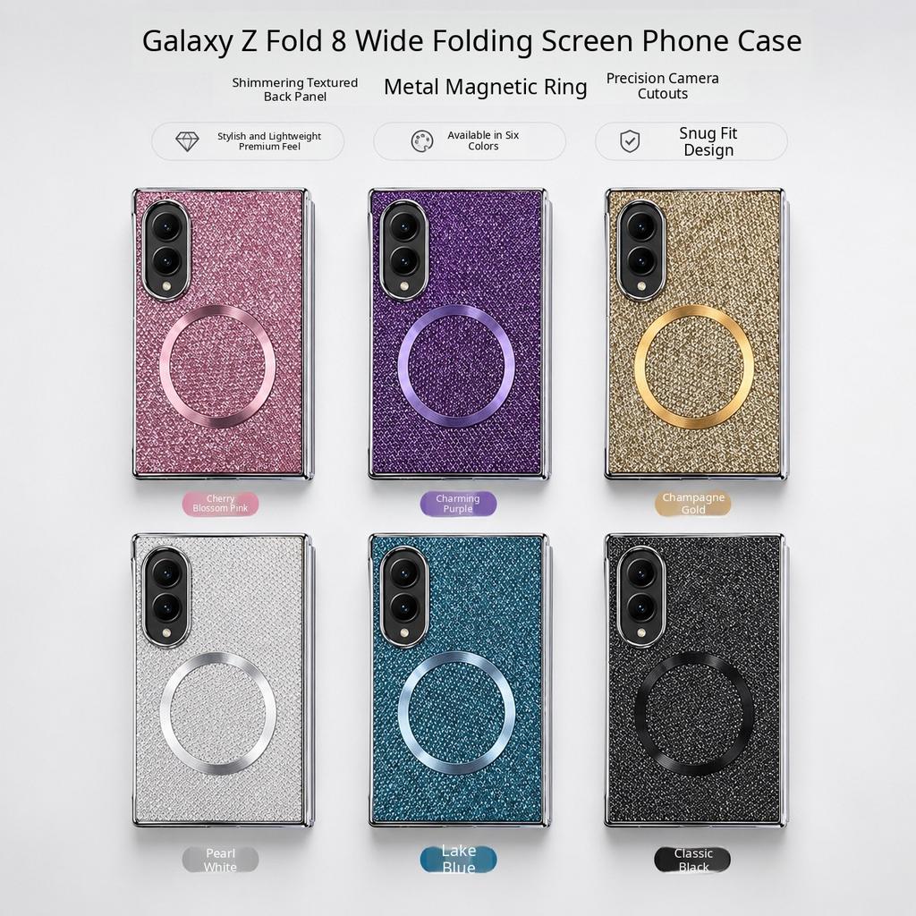 Applicable to Samsung Z Fold8 mobile phone case 7/6 glitter plating wireless charging magnetic suction ring 5/4/3 anti-drop protective cover