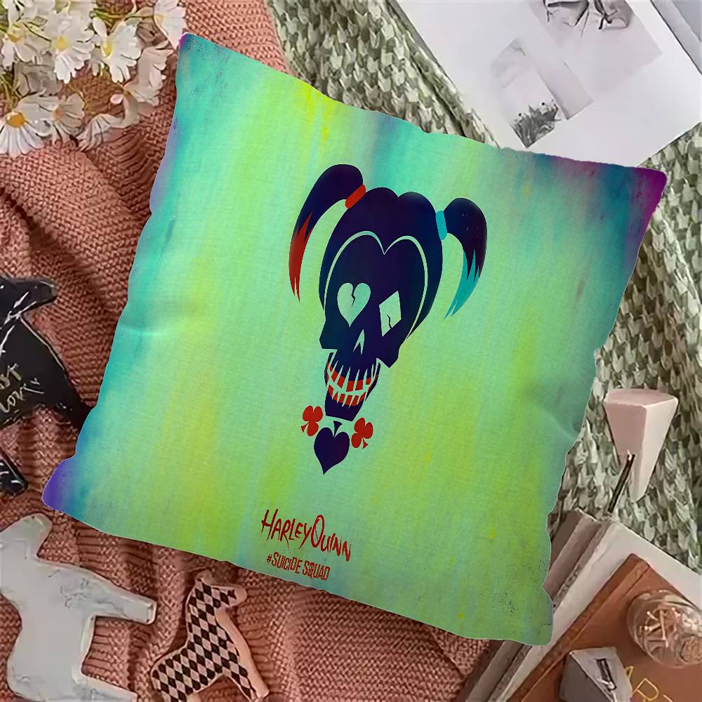 H-Harley Q-Quinn Anime Office Cushion Pillowcase Car Cushion Cover45X45CM Lumbar Pillowcase Sofa Pillowcover