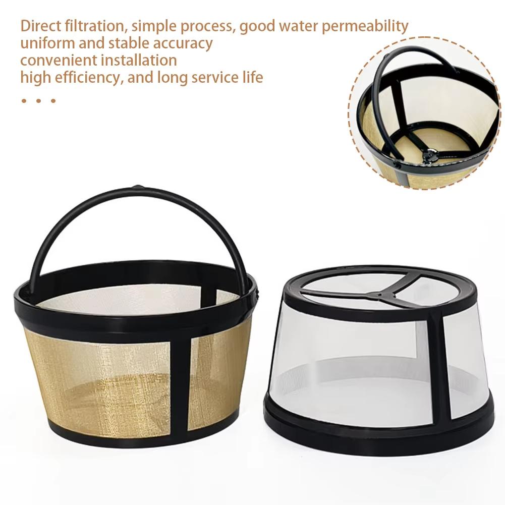2Pcs Stable Basket Coffee Filter Coffee Strainer for 4/6/8 Cup Coffeemakers Reusable Coffee Machine Strainer Mesh Brewer Tool