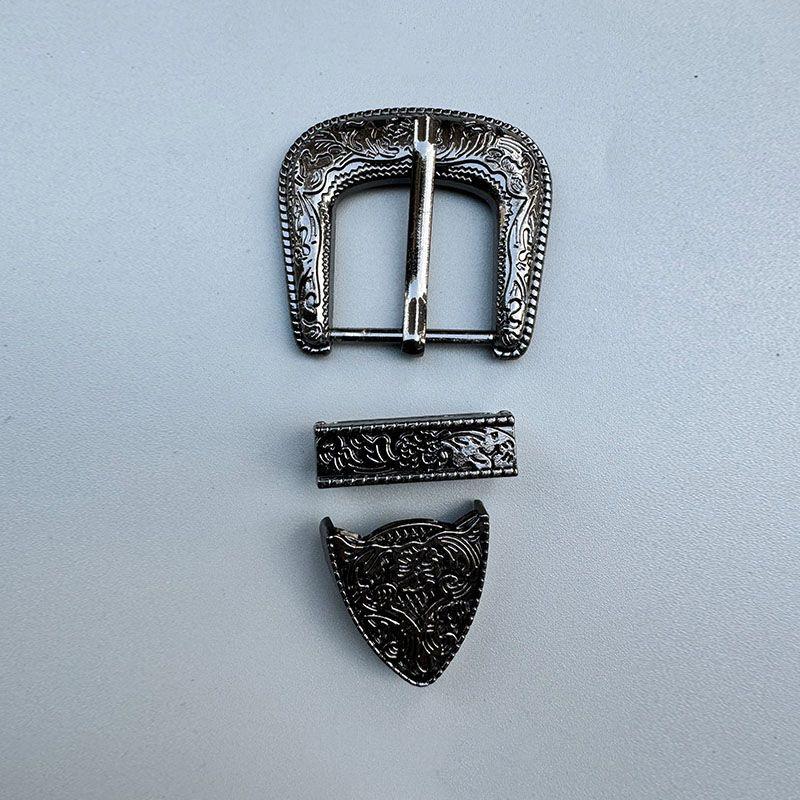 Vintage Belt Buckle Set with 3 Pieces Carved Pin Buckle Fashion Retro Waistband for Jeans Suits Dress Up