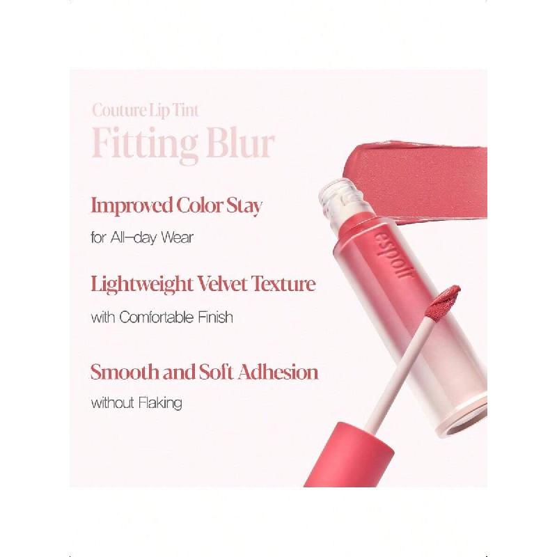 ESpoir Couture Lip Tint Fitting Blur Wariacja 4g/Długotrwały, Zestaw Tintów do Ust z Efektem Blur, Gładka Dopasowująca się Tekstura, Tworzy Naturalne Gradientowe Usta