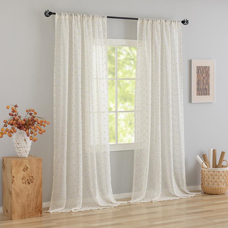 Cremefarbene Leinenmischung Transparente Vorhänge für Schlafzimmer und Wohnzimmer