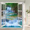 Bath Curtain 3D Printing Window Scenery Forest Shower Curtains 180*200Cm Waterproof Bathroom Curtain Washable Fabric With Hooks