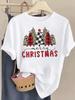 (Asian Size) watercolor trend Tee Top Christmas Festival New Year Clothing T Shirt Women Fashion Print Female Woman Short Sleeve Graphic T-shirts