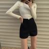 2024 Spring/Summer High Waist Black Slimming Booty Shorts for Women - Elastic Casual Hot Pants