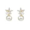 2025 Spring/Summer Floral Pearl Stud Earrings - Elegant Women's Light Luxury Edition