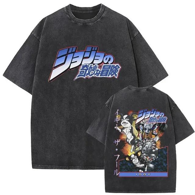 Men'S And Women'S Bizarre Adventure Graphic T-Shirt Cotton Street Wash Clothing Casual Vintage T-Shirt Anime Gu