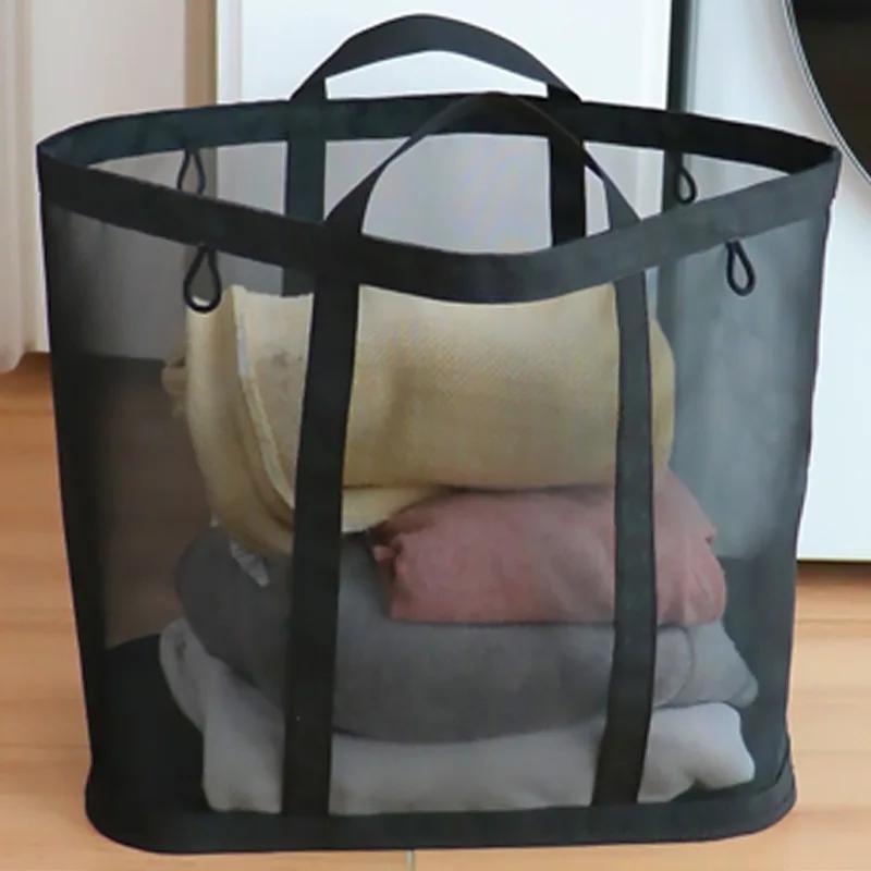3/1x Large Capacity Laundry Bags Mesh Nylon Dirty Clothes Washing Basket for Home Travel Foldable Hanging Storage Bag Organizer