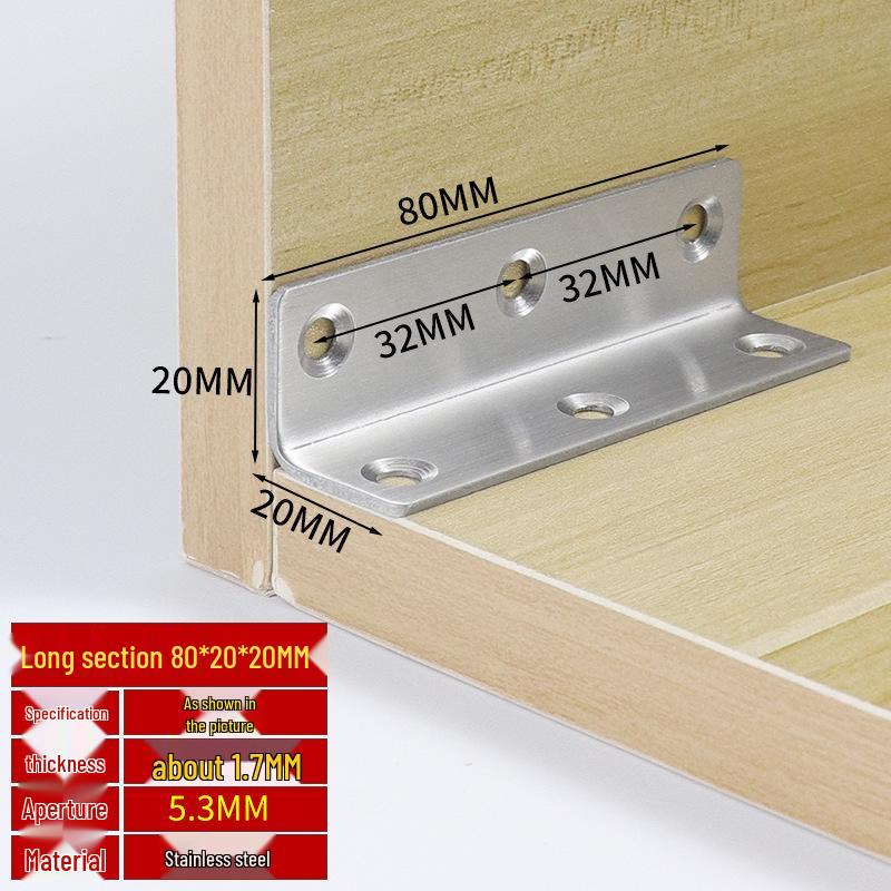 Thick Stainless Steel 90° Angle Bracket for Furniture Fastening