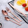 Black Cutlery Stainless Steel Western Tableware Mirror Knife Fork Spoon Dinnerware Kitchen Utensils 1/2/3/4/5 Set Flatware Plate