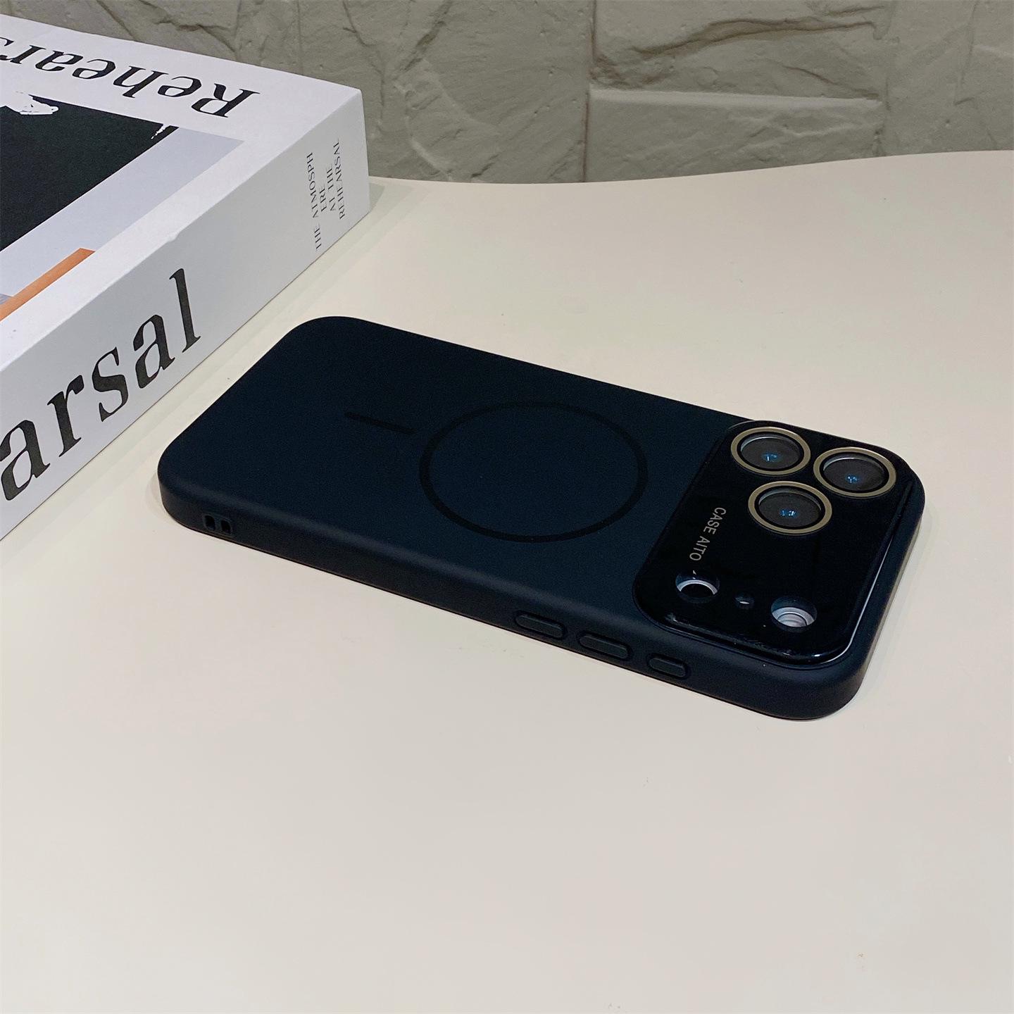 

Compatible with iPhone 17 Pro Max Large Window Liquid Silicone Magnetic Suction Simple Case 14 Pro Max