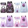 3Pcs/set Cartoon Kpop Printed Backpack Handbag Pencil Case for Teenger Student Girl Boy Schoolbag Bookbag Large Capacity Travel Bag Kid Gift