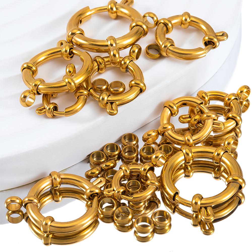 4 Stück 10-18mm Edelstahl Federverschlüsse Runder Seglerverschluss Armband Zwei Ösen Verbinder DIY Schlüsselbein Halskette Schmuckherstellung