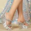 Women's Rhinestone Slope Heel High Heels - 11CM Stiletto, Sparkly Crystal Design, Non-Slip Sole Catwalk, Pole Dance & Evening Parties