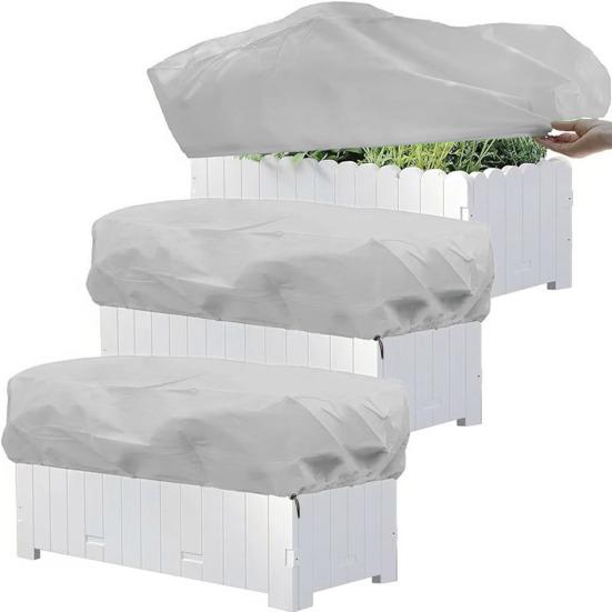 Yousheng Rectangular Planter Cold-proof Cover Plant Anti-Frost Covers with Drawstring Thickened Reusable Plant Winter Shield for Balcony Flower Box