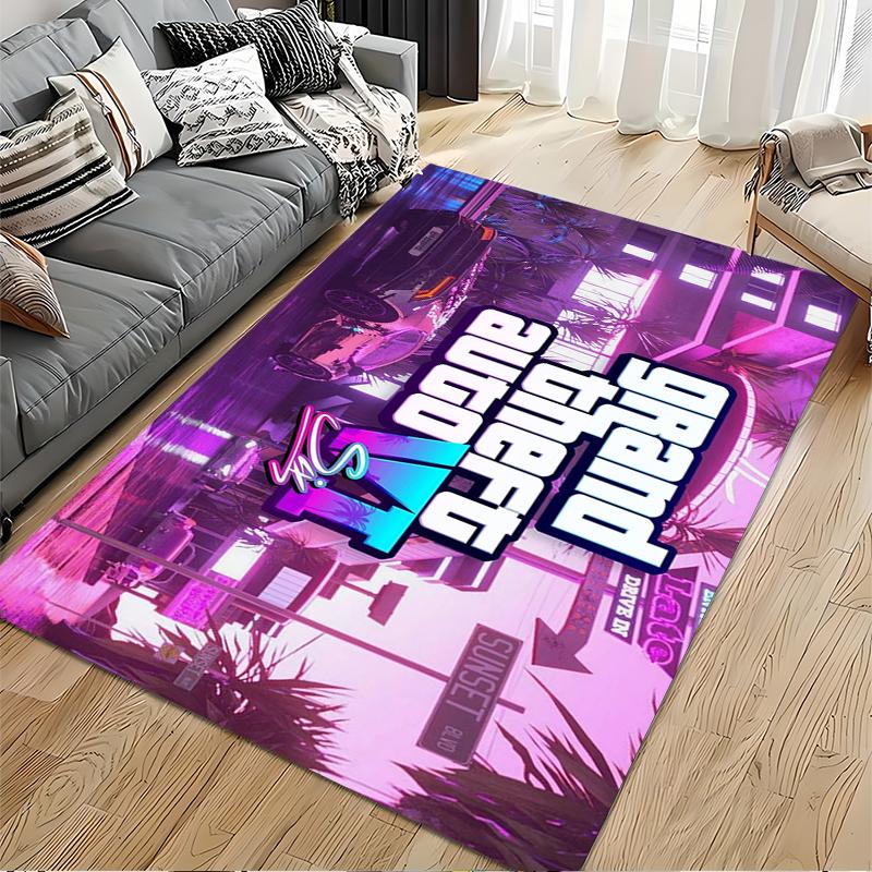 Grand Theft Auto VI Game Art Rug Non-slip Rug Suitable for Living Room and Bedroom Sofas.