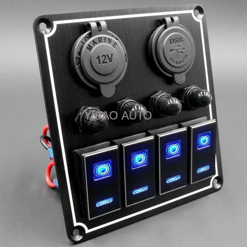 Metal 4/6 Gang with Car Boat Overload Protector Switch Panel Marine Led Rocker Switch Panel Digital Display Toggle Switches