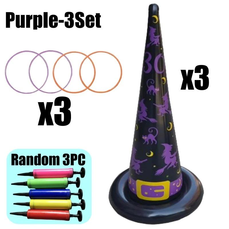 Jeux de lancer d'anneaux d'Halloween Jeux de lancer d'anneaux Chapeau de sorcière gonflable pour enfants Adultes Cadeau de fête d'Halloween Jeux Intérieur Extérieur