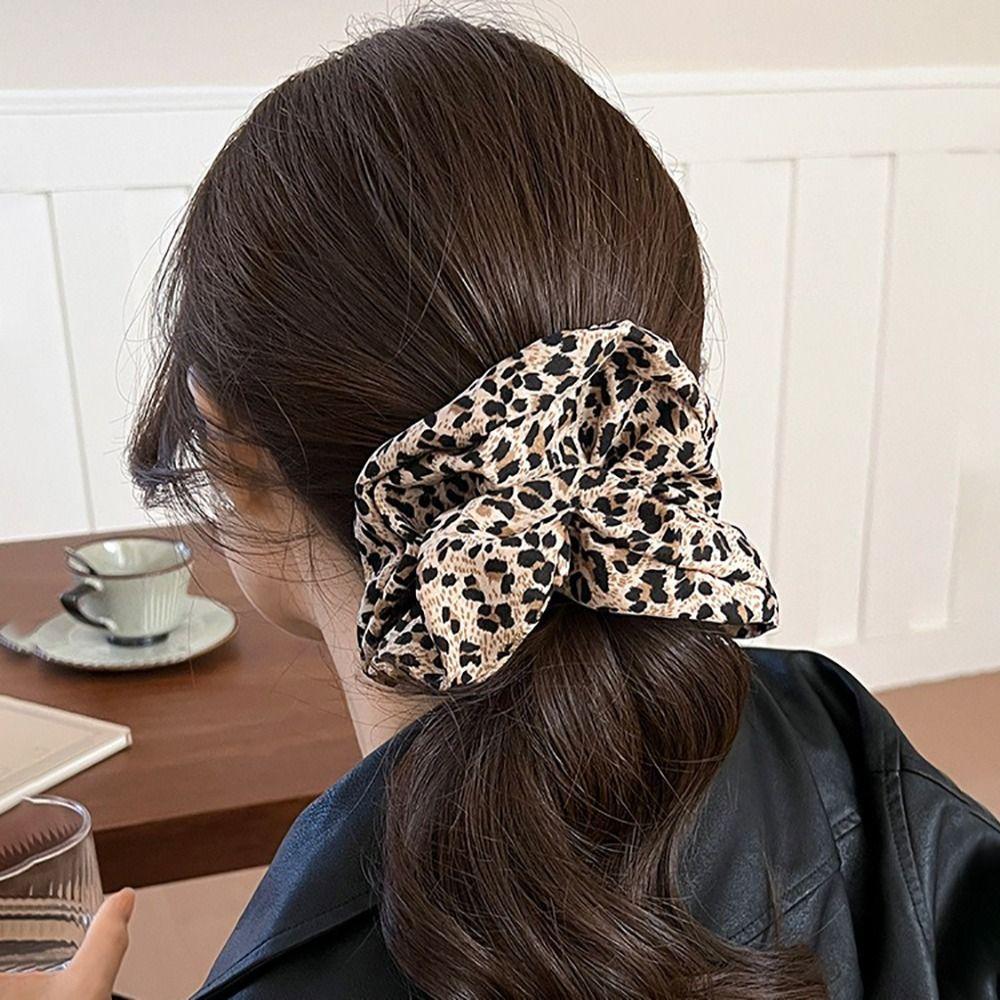 Vintage Leopard Print Scrunchies Fabric Hair Band Fashion Ponytail Holder Hair Accessories