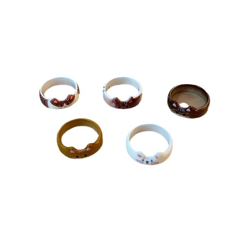 Cartoon niedliche Katze Tropfglasur Ring Nische kindlich High-End Zeigefingerring weiblich leichter Luxus einfacher Ring