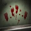 Clear Pattern Window Cling Halloween Blood Handprints/Footprints Wall Stickers Removable Decals Spooky Waterproof Decorative Film DIY Decoration for