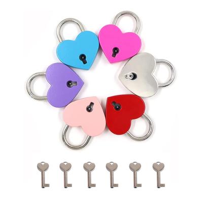 Heart Shape Metal Lock with Key Colorful Exquisite Padlock for Household Jewelry Box Storage Box Diary Book 45x59mm