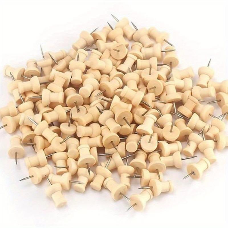 50Pcs Wooden Pushpin with Storage Box Decorative Pushpin Wooden Pushpin Is Used for Decoration of Billboard Process Items